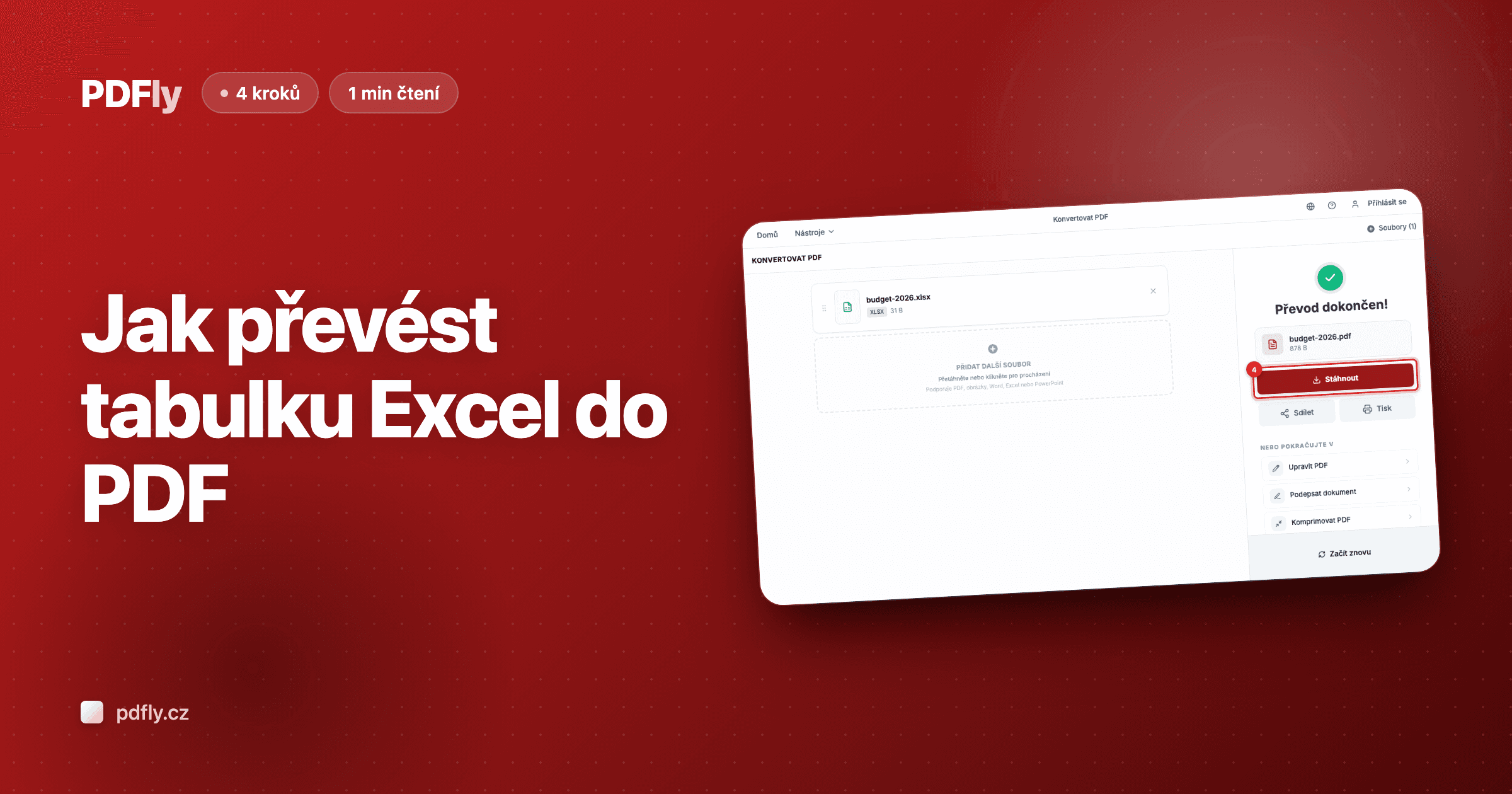 Jak převést tabulku Excel do PDF