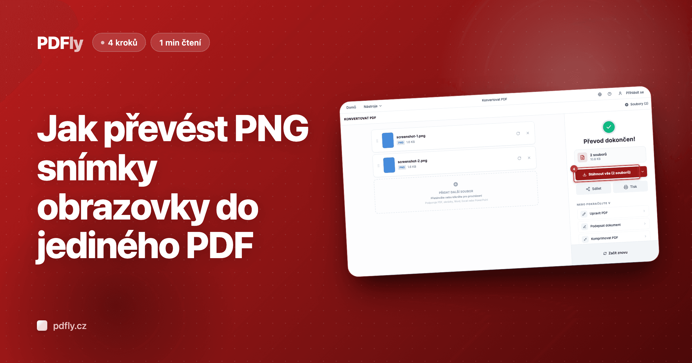 Jak převést PNG snímky obrazovky do jediného PDF